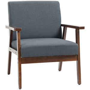 Fauteuils d'appoint avec assise rembourrée en lin, gris foncé