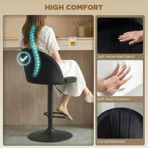 Ensemble de 2 tabourets de bar pivotants avec repose-pieds, noirs