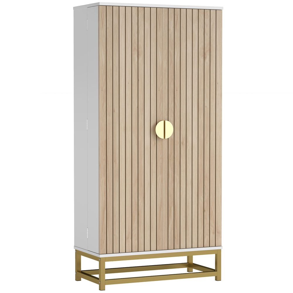 Meuble de rangement de cuisine avec 12 étagères de porte et étagères réglables, blanc