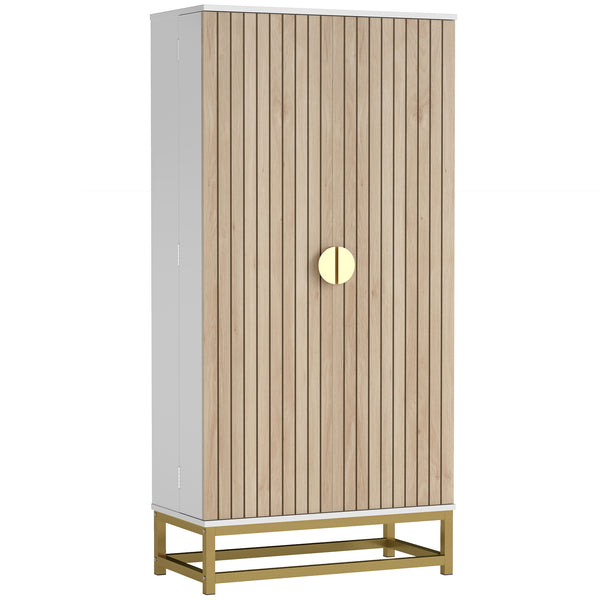 Meuble de rangement de cuisine avec 12 étagères de porte et étagères réglables, blanc