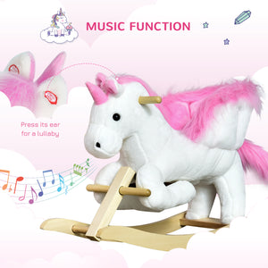 Unicorn Plush Rocking Horse for Kids Room, Pink