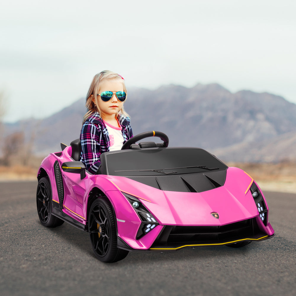 Voiture pour enfants 12V Lamborghini Autentica sous licence avec télécommande, rose