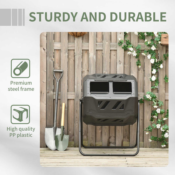 Composteur rotatif pour l'extérieur, double compartiment, 360°, 43 gallons, vert