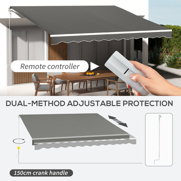Store pare-soleil rétractable électrique 13' x 10' avec télécommande pour terrasse, gris clair