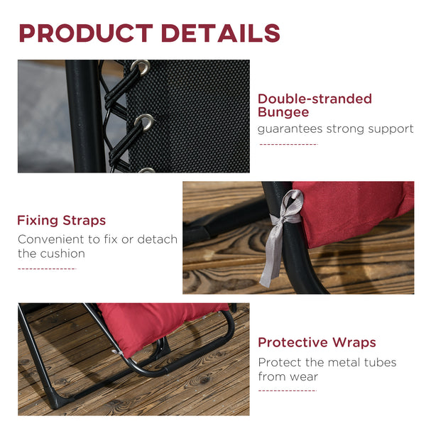 Lot de 2 chaises inclinables zéro gravité avec coussin et appui-tête, rouge vin