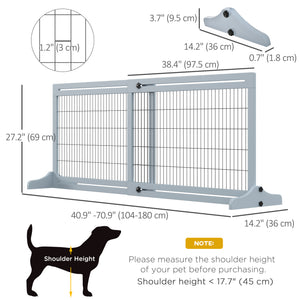 Barrière pour animaux de compagnie en bois autoportante, gris-bleu