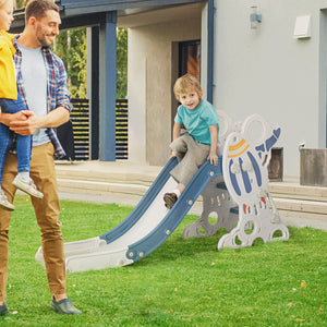 Toboggan d'intérieur pour enfants de 1,5 à 3 ans, thème spatial, bleu
