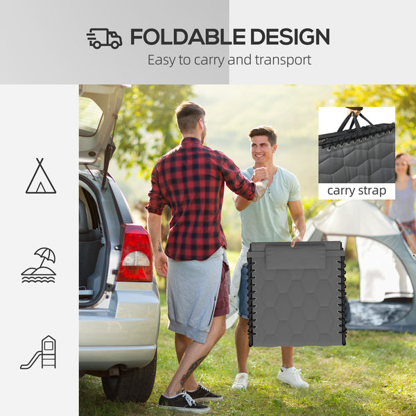 Folding Chaise Lounge with Reclining Back, 25.6" x 74" x 14.2", Grey