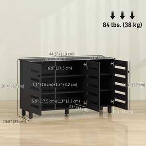 Shoe Cabinet with 3 Slatted Doors, 3-Tier Shelving Rack Cabinet with Adjustable Shelves for 15 Pairs of Shoes, Black