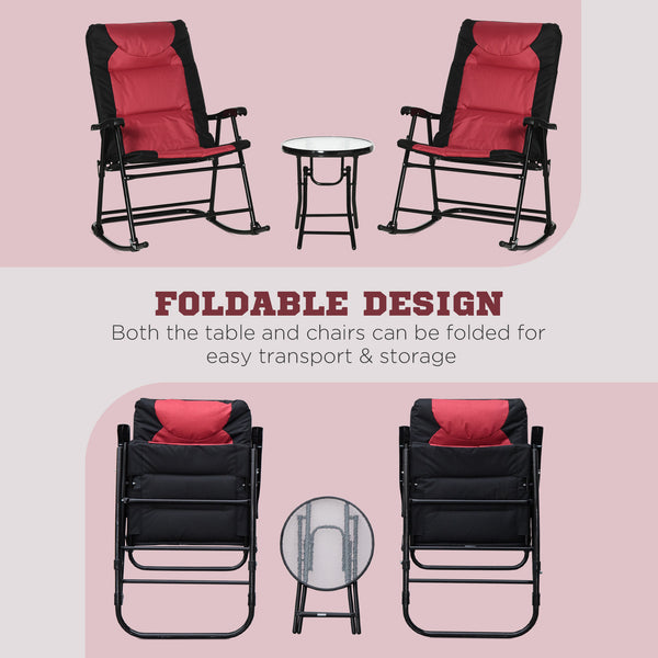 3-piece folding bistro set with rocking chairs