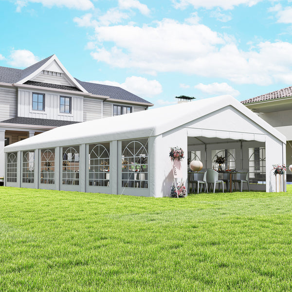 20' x 40' Party Tent, Outdoor Canopy Tent with 12 Removable Window Sidewalls for Parties, Wedding, Events, BBQ