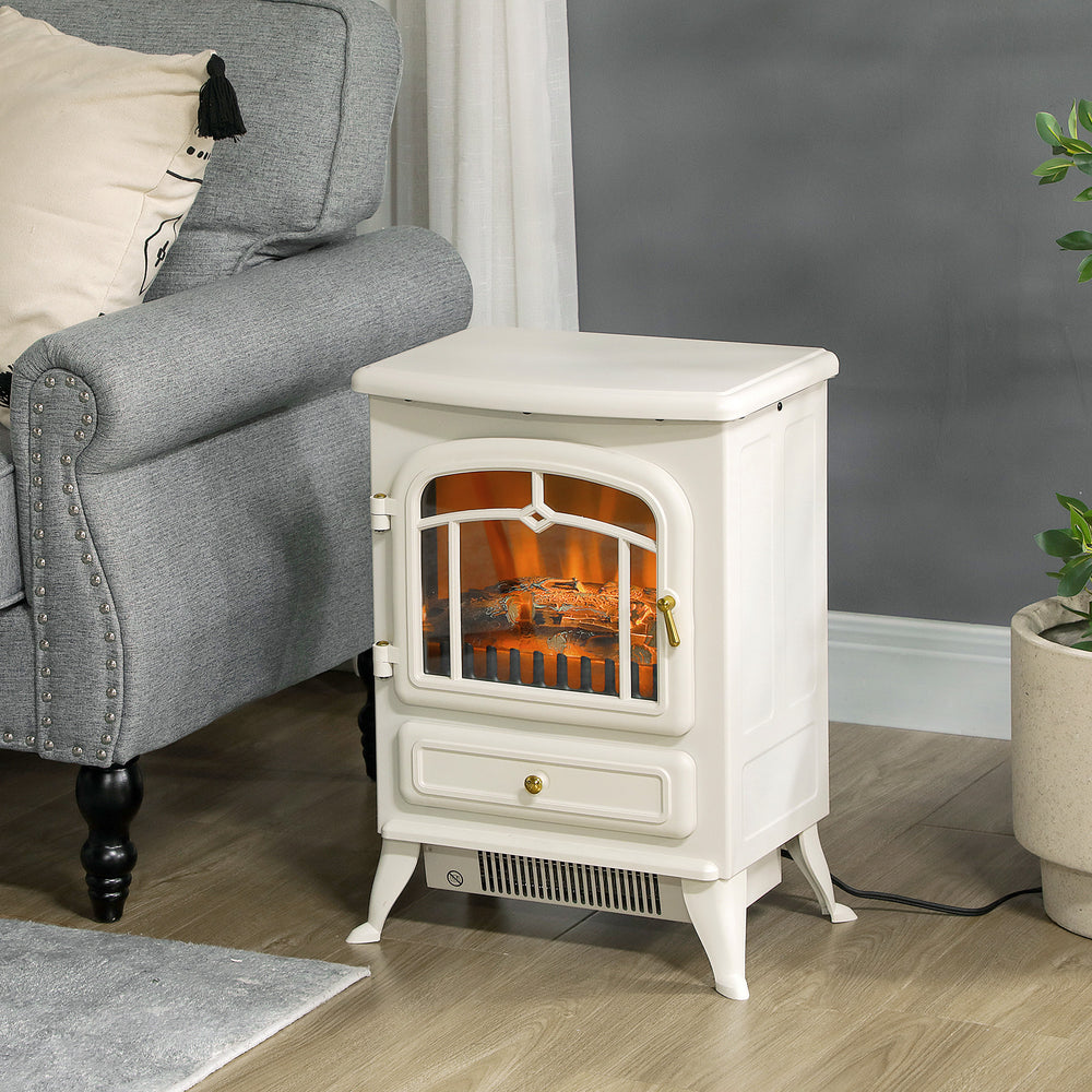 Cheminée électrique autonome beige de 40 cm avec flamme à bois 750/1500 W