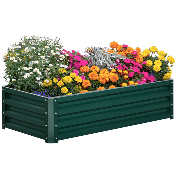 Galvanized raised planter, dark green