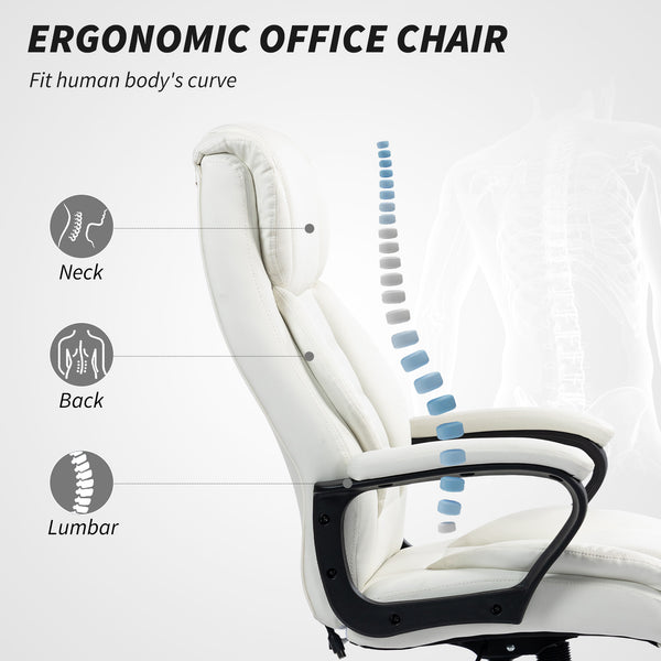 Fauteuil de bureau massant, vibration à 6 points, hauteur réglable, blanc