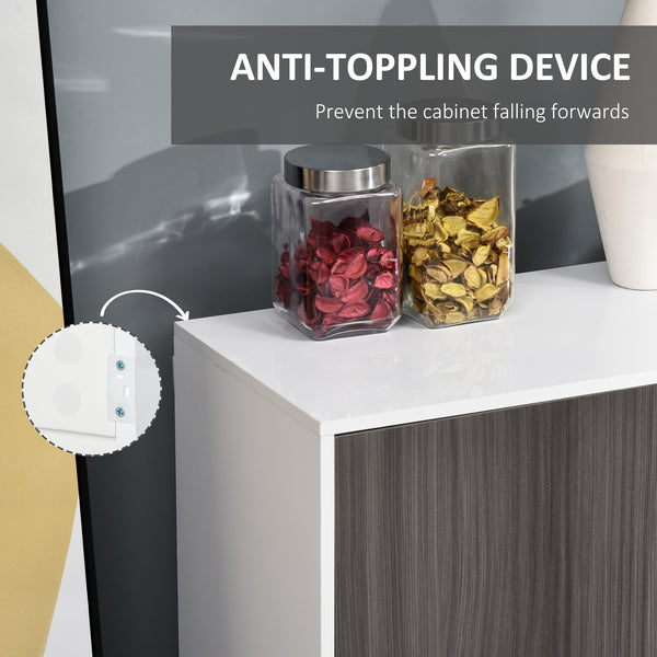Buffet de cuisine moderne avec coin café, ouverture par simple pression et 2 tiroirs pour salon, gris clair