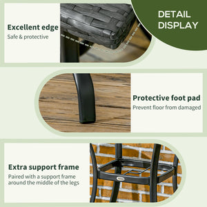 Table basse d'extérieur en résine tressée avec trou pour parasol, noir