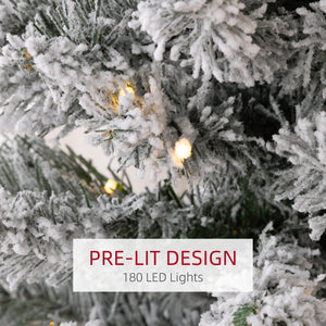 Sapin de Noël artificiel vert de 7 pieds pré-éclairé avec lumière LED blanc chaud