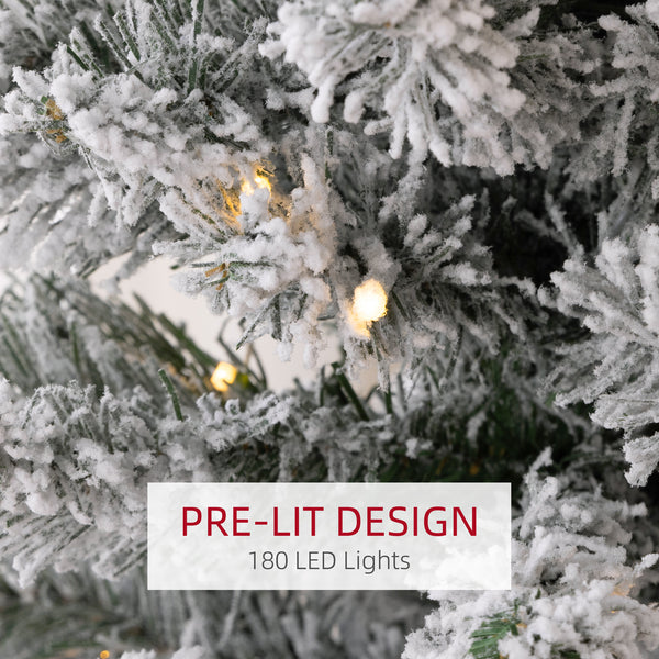 Sapin de Noël artificiel vert de 7 pieds pré-éclairé avec lumière LED blanc chaud