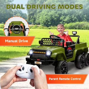 Voiture électrique 12V 4 roues motrices / 2 roues motrices pour enfants avec télécommande, vert foncé