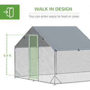 Metal chicken coop with waterproof and anti-UV cover