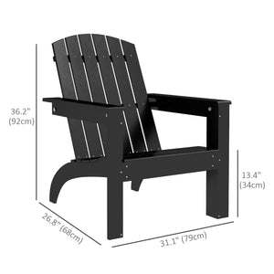 Chaise Adirondack Muskoka en peuplier avec dossier haut et large assise, noire
