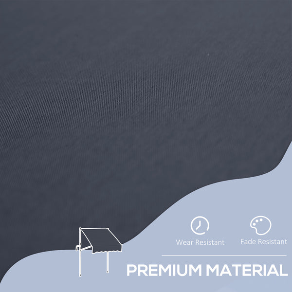 6.6'x5' Manual Retractable Patio Awning Sun Shelter Window Door Deck Canopy, Water Resistant UV Protector, Black