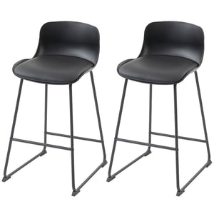 Ensemble de 2 tabourets de bar modernes en similicuir, hauteur comptoir, noir