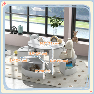 Ensemble table et chaises pour enfants 5 pièces avec rangement, gris