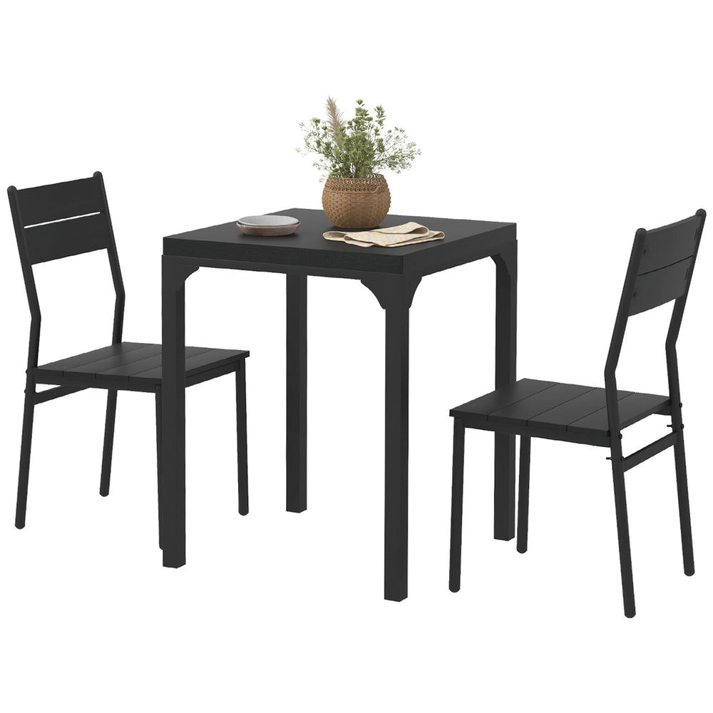 3-piece table and chairs set for 2 people, with metal legs, black.