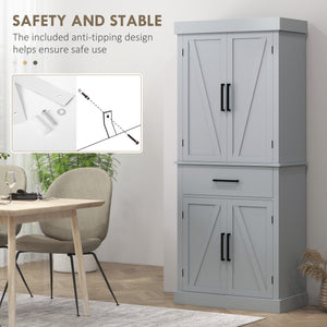 Garde-manger de style campagnard avec 4 portes de grange, gris