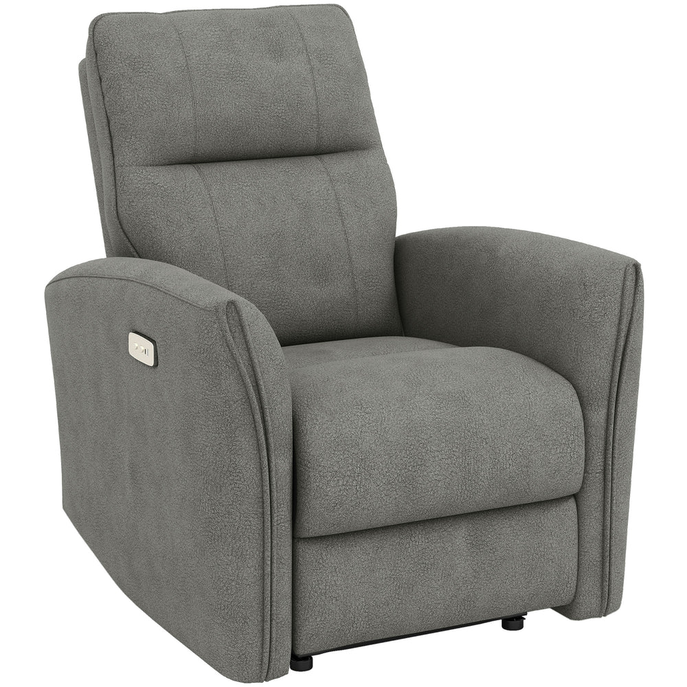 Fauteuil inclinable électrique, revêtement en tissu, ports USB, repose-pieds, gris