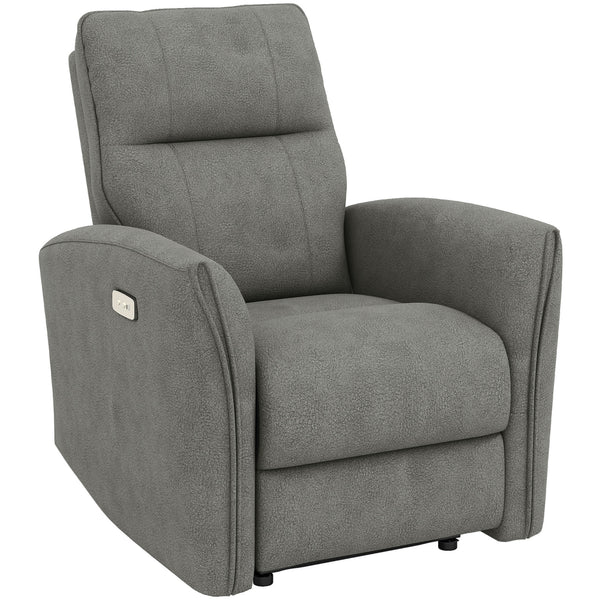 Fauteuil inclinable électrique, revêtement en tissu, ports USB, repose-pieds, gris