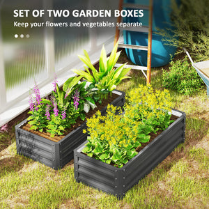 Jardinières surélevées galvanisées, lot de 2, pour fleurs et légumes, gris clair