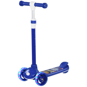 Trottinette à 3 roues avec hauteur réglable, lumière LED, bleue