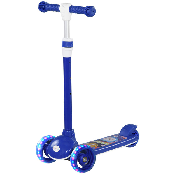 Trottinette à 3 roues avec hauteur réglable, lumière LED, bleue