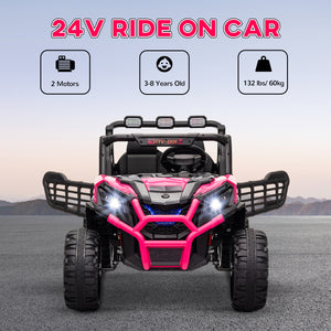 24V 2-seater vehicle with remote control and spring suspension, pink