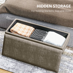 Pouf de rangement en velours avec pieds en acier