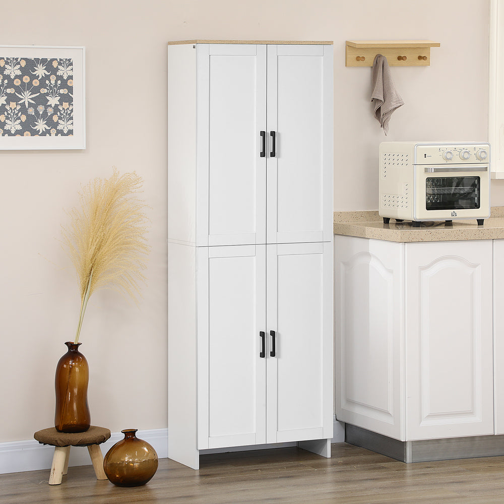 Armoire de cuisine 4 portes avec étagères réglables, blanc