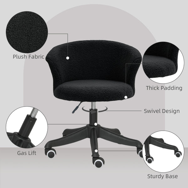 Soft, armless office chair with adjustable height, black