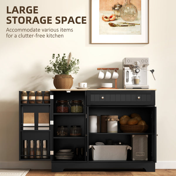 Buffet moderne avec tiroir, étagère réglable, 3 portes, pour salle à manger, noir