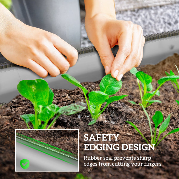 Jardinière surélevée galvanisée avec bordure de sécurité, argent