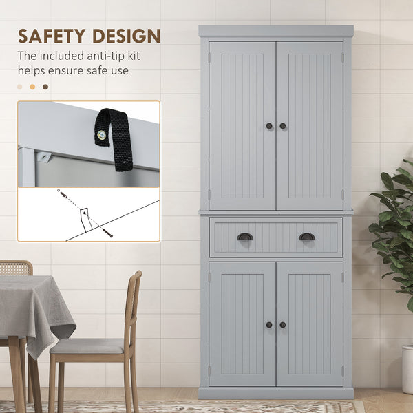 Garde-manger de 72 po avec tiroir, portes, gris