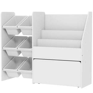 Étagère et rangement pour jouets à 3 niveaux avec 6 bacs amovibles et une boîte pour chambre d'enfant, blanche