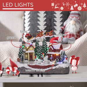 Village de Noël avec étang de patinage du Père Noël animé avec lumière LED multicolore