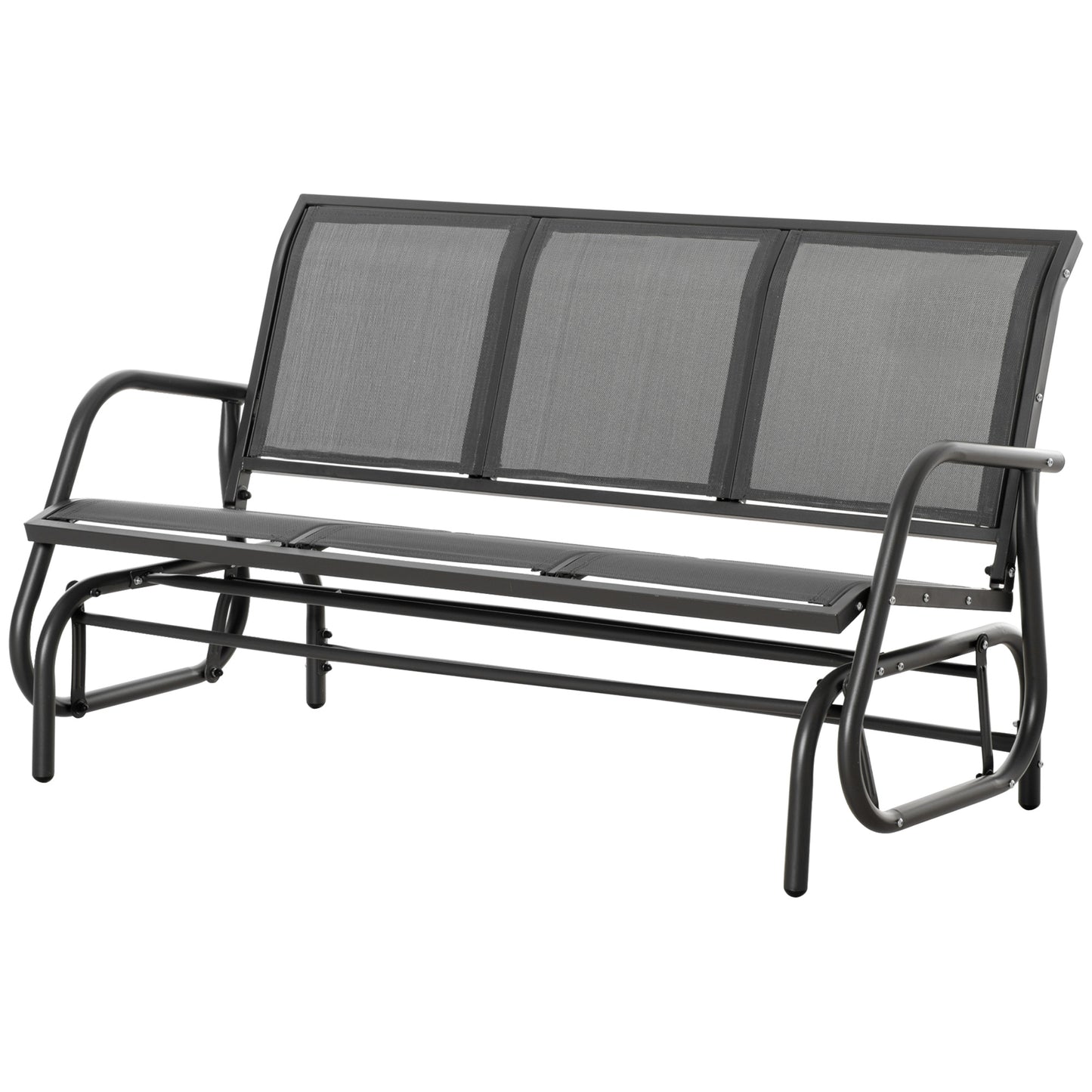 Outsunny 3 Seater Outdoor Rocking Chair, Steel Frame, Fabric Seat for Garden, Backyard, Lawn, Grey