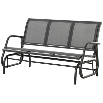 Outsunny 3 Seater Outdoor Rocking Chair, Steel Frame, Fabric Seat for Garden, Backyard, Lawn, Grey