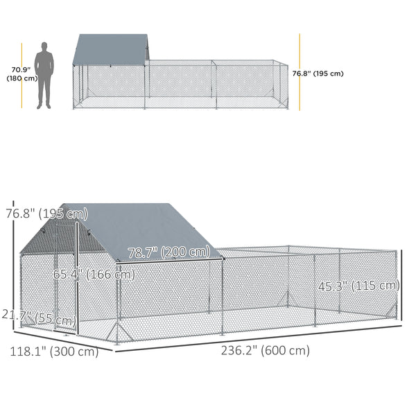 Metal chicken coop with waterproof and anti-UV cover