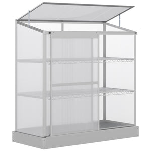 Serre en aluminium à châssis froid, protection surélevée pour jardinières avec toit ouvrant