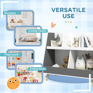 2-Tier Toy Storage with 5 Compartments for Kids' Bedroom and Playroom, Gray