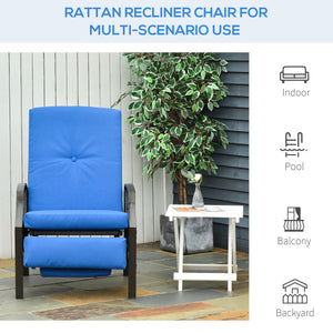 Fauteuil inclinable en rotin, bleu
